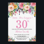 Floral Surprise 30th Birthday Invitation roze Kaart<br><div class="desc">Floral Surprise 30th Birthday Invitation for Women. Waterverf bloem. Roze, geel, Oranje, Paars ventilator. Volwassen verjaardag. 30e 40e 50e 60e 70e 90e 100e 13e 15e 16e 18e 20e 21e elke leeftijd. Voor verdere aanpassing, te klikken gelieve de knoop "van de Aanpassing het"en ons ontwerphulpmiddel te gebruiken om deze sjabloon te...</div>