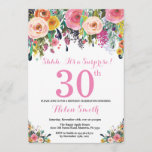 Floral Surprise 30th Birthday Invitation roze Kaart<br><div class="desc">Floral Surprise 30th Birthday Invitation for Women. Waterverf bloem. Roze, geel, Oranje, Paars ventilator. Volwassen verjaardag. 30e 40e 50e 60e 70e 90e 100e 13e 15e 16e 18e 20e 21e elke leeftijd. Voor verdere aanpassing, te klikken gelieve de knoop "van de Aanpassing het"en ons ontwerphulpmiddel te gebruiken om deze sjabloon te...</div>