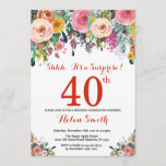 Floral Surprise 40th Birthday Invitation Red Kaart<br><div class="desc">Floral Surprise 40th Birthday Invitation for Women. Waterverf bloem. Rood, roze, geel, Oranje, Paars ventilator. Volwassen verjaardag. 30e 40e 50e 60e 70e 90e 100e 13e 15e 16e 18e 20e 21e elke leeftijd. Voor verdere aanpassing, te klikken gelieve de knoop "van de Aanpassing het"en ons ontwerphulpmiddel te gebruiken om deze sjabloon...</div>