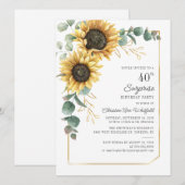 Floral Surprise 40th Birthday Sunflower Eucalyptus Kaart (Voorkant / Achterkant)