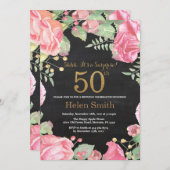 Floral Surprise 50th Birthday Gold Glitter Kaart (Voorkant / Achterkant)
