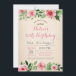 Floral Surprise 50th Birthday Invitation roze Kaart<br><div class="desc">Floral Surprise 50e verjaardag uitnodiging Roze Waterverf Flower. Verjaardag voor volwassenen. Vrouwen Bday Bash nodigen uit. Roze bloemen. . 13e 15e 16e 18e 20e 21e 30e 40e 50e 60e 70e 80e 90e 100e, Alle leeftijden. Voor verdere aanpassing klikt u op de knop "Aanpassen" en gebruikt u onze ontwerptool om deze...</div>