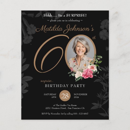 Floral Surprise 60ste verjaardag Uitnodiging (Voorkant)