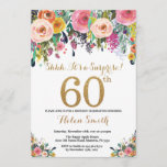 Floral Surprise 60th Birthday Invitation Gold Kaart<br><div class="desc">Floral Surprise 60th Birthday Invitation for Women. Waterverf Floral Flower. Gold Glitter. Roze,  geel,  Oranje,  Paars ventilator. Volwassen verjaardag. Voor verdere aanpassing,  te klikken gelieve de knoop "van de Aanpassing het"en ons ontwerphulpmiddel te gebruiken om deze sjabloon te wijzigen.</div>