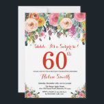 Floral Surprise 60th Birthday Invitation Red Kaart<br><div class="desc">Floral Surprise 60th Birthday Invitation for Women. Waterverf bloem. Rood, roze, geel, Oranje, Paars ventilator. Volwassen verjaardag. 30e 40e 50e 60e 70e 90e 100e 13e 15e 16e 18e 20e 21e elke leeftijd. Voor verdere aanpassing, te klikken gelieve de knoop "van de Aanpassing het"en ons ontwerphulpmiddel te gebruiken om deze sjabloon...</div>