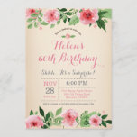 Floral Surprise 60th Birthday Invitation roze Kaart<br><div class="desc">Floral Surprise 60th Birthday Invitation roze Waterverf Flower. Volwassen verjaardag. Vrouwen Bday Bash nodigen uit. Roze bloem. Vintage. 13e 15e 16e 18e 21e 30e 40e 50e 60e 70e 90e 100e, Alle leeftijden. Voor verdere aanpassing, te klikken gelieve de knoop "van de Aanpassing het"en ons ontwerphulpmiddel te gebruiken om deze sjabloon...</div>