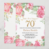 Floral Surprise 70th Birthday Gold Glitter Kaart (Voorkant / Achterkant)