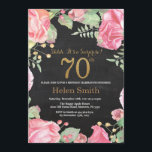 Floral Surprise 70th Birthday Gold Glitter Kaart<br><div class="desc">Floral Surprise 70th Birthday Invitation for Women. Waterverf botanische bloem. Gold Glitter. Roze pinda's Floral Flowers. Volwassen verjaardag. Chalkboard Achtergrond. Voor verdere aanpassing,  te klikken gelieve de knoop "van de Aanpassing het"en ons ontwerphulpmiddel te gebruiken om deze sjabloon te wijzigen.</div>