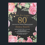 Floral Surprise 80th Birthday Gold Glitter Kaart<br><div class="desc">Floral Surprise 80th Birthday Invitation for Women. Waterverf botanische bloem. Gold Glitter. Roze pinda's Floral Flowers. Volwassen verjaardag. Chalkboard Achtergrond. Voor verdere aanpassing,  te klikken gelieve de knoop "van de Aanpassing het"en ons ontwerphulpmiddel te gebruiken om deze sjabloon te wijzigen.</div>