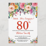 Floral Surprise 80th Birthday Invitation Red Kaart<br><div class="desc">Floral Surprise 80th Birthday Invitation for Women. Waterverf bloem. Rood, roze, geel, Oranje, Paars ventilator. Volwassen verjaardag. 30e 40e 50e 60e 70e 90e 100e 13e 15e 16e 18e 20e 21e elke leeftijd. Voor verdere aanpassing, te klikken gelieve de knoop "van de Aanpassing het"en ons ontwerphulpmiddel te gebruiken om deze sjabloon...</div>