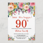 Floral Surprise 90th Birthday Invitation Red Kaart<br><div class="desc">Floral Surprise 90th Birthday Invitation for Women. Waterverf bloem. Rood, roze, geel, Oranje, Paars ventilator. Volwassen verjaardag. 30e 40e 50e 60e 70e 90e 100e 13e 15e 16e 18e 20e 21e elke leeftijd. Voor verdere aanpassing, te klikken gelieve de knoop "van de Aanpassing het"en ons ontwerphulpmiddel te gebruiken om deze sjabloon...</div>