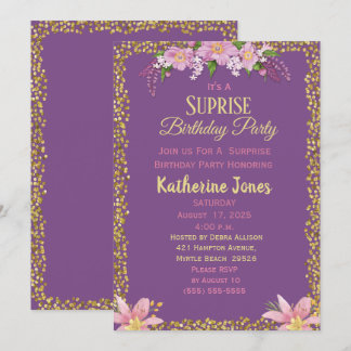 Floral Surprise Birthday Party Kaart