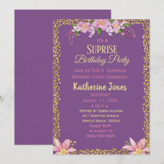 Floral Surprise Birthday Party Kaart