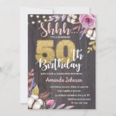 Floral Surprise Party 50th Birthday Invitation Kaart (Voorkant)