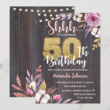 Floral Surprise Party 50th Birthday Invitation