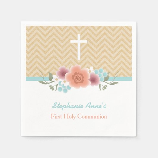 Floral Swag in Gold en Aqua Servet (Voorkant)