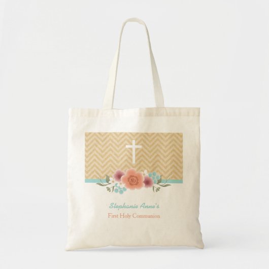 Floral Swag in Gold en Aqua Tote Bag (Voorkant)