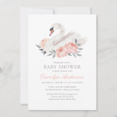 Floral Swan-Baby shower Kaart (Voorkant)