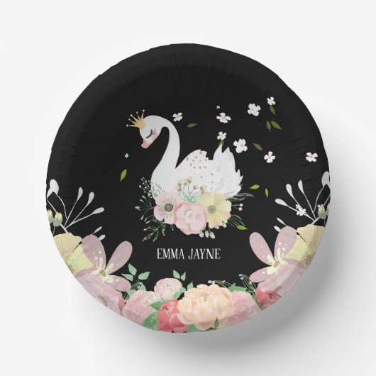 Floral Swan Birthday Papieren Kommen (Voorkant)