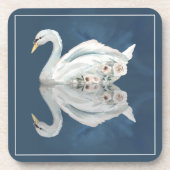 Floral Swan Blue Reflection Bier Onderzetter (Voorkant)