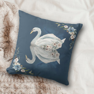 Floral Swan Blue Reflection Kussen