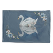 Floral Swan Blue Reflection Kussensloop (Achterkant-Links)