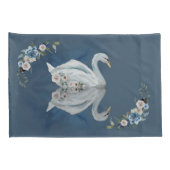 Floral Swan Blue Reflection Kussensloop (Achterkant-Rechts)