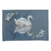 Floral Swan Blue Reflection Kussensloop (Voorkant-Rechts)