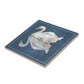 Floral Swan Blue Reflection Tegeltje (Zijkant)