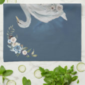 Floral Swan Blue Reflection Theedoek (Gevouwen)