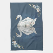 Floral Swan Blue Reflection Theedoek (Verticaal)