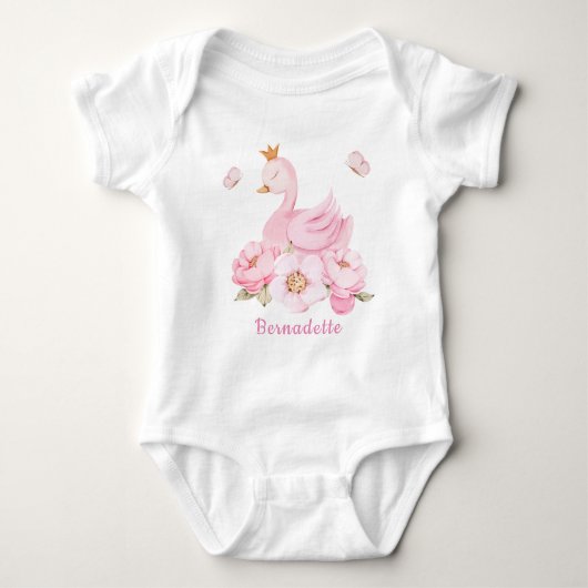 Floral Swan Princess 1st Birthday Romper (Voorkant)