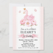 Floral Swan Princess Birthday Party Invitation Kaart (Voorkant)