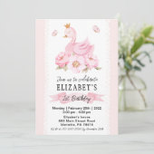Floral Swan Princess Birthday Party Invitation Kaart (Staand voorkant)