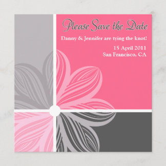 Floral Sweep Roze Grijs Gelieve de datum op te sla Save The Date