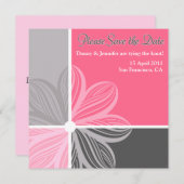 Floral Sweep Roze Grijs Gelieve de datum op te sla Save The Date (Voorkant / Achterkant)