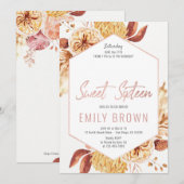 Floral Sweet 16 Verjaardag uitnodigingen (Voorkant / Achterkant)