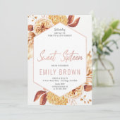 Floral Sweet 16 Verjaardag uitnodigingen (Staand voorkant)