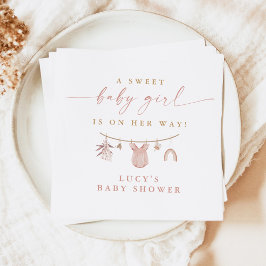 Floral Sweet Baby Girl Clothesline Baby shower Servet