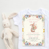 Floral Sweet Little Bunny Baby shower Invitation Kaart