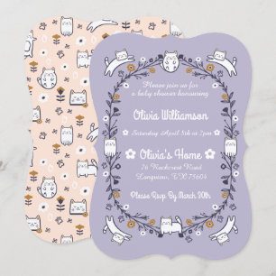 Floral Sweet Little kat Kitten Baby shower Kaart