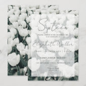 Floral Sweet Sixteen Birthday Party Kaart (Voorkant / Achterkant)