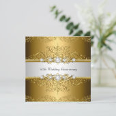 Floral Swirl 50th Wedding Jubileum Invite Kaart (Staand voorkant)