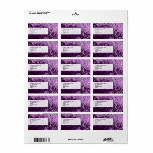 Floral Swirl Adresetiketten Etiket (Full Sheet)