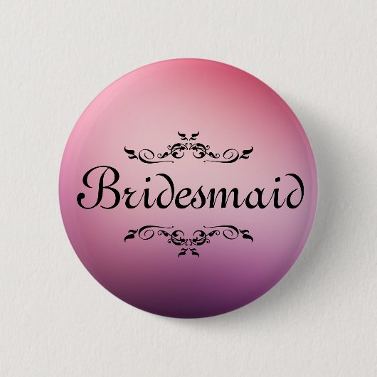 Floral Swirl Border Bridesmaid Button (Voorkant)
