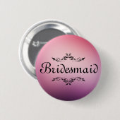 Floral Swirl Border Bridesmaid Button (Voorkant /achterkant)