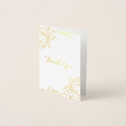 Floral Swirl Corner Dank u Folie Kaarten (Voorkant)