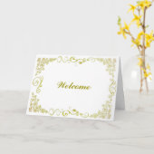 Floral Swirl Decorative Boarder met Welkom Kaart (Gele Bloem)