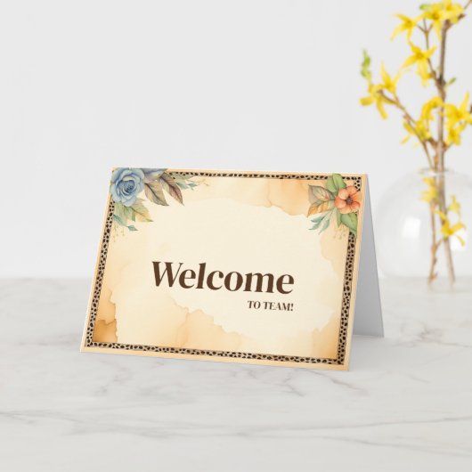 Floral Swirl Decorative Boarder met Welkom Kaart (Gele Bloem)