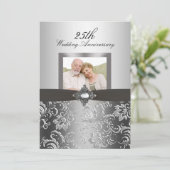 Floral Swirl Foto 50th Wedding Jubileum Invite Kaart (Staand voorkant)